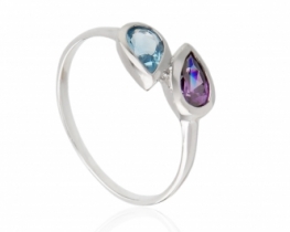 Silver Ring Blue & Purple