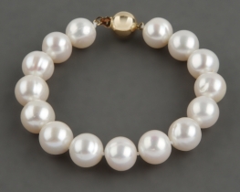 Pearl bracelet EVITA 11 mm - Silver & Gold Clasp