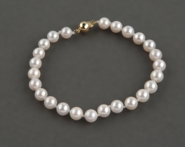 Gold Pearl Bracelet Akoya 6 mm