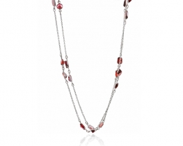 Silver Necklace irregular Garnets 90 cm