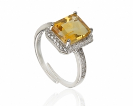 Silver Ring Love Smile Citrine