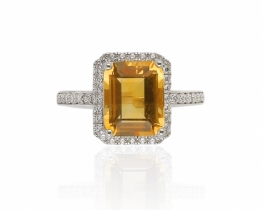 Silver Ring Love Smile Citrine