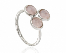 Silver Ring TRIS Amethyst & Rose Quartz