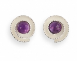 Silver Earrings Vortex - Amethyst & Rosequarz