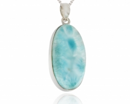 Silver Pendant Larimar Aquarious 20 x 40 mm