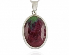 Silver Pendant Ruby Zoisite