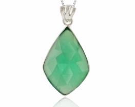 Silver Pendant Chrysoprase Heksagon