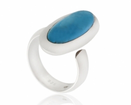 Silver Ring Turquoise Blue Bird