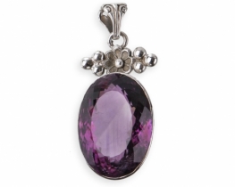 Silver Pendant Amethyst AMADEUS 21 x 48 mm