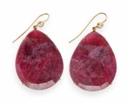 Gold Earrings natural Ruby ​​& Diamonds