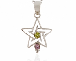 Silver pendant Star with various stones