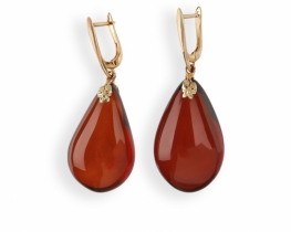 Amber Gold Earrings Felicity 16 x 28 mm