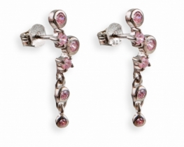 Silver Earrings with Pink Zircons