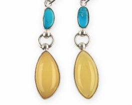 Silver Earrings Aphrodita - Amber & Turquoise