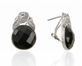 Silver Earrings Black Onyx - ORIENT