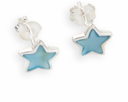 Silver Earrings Blue Star