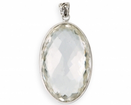 Silver Pendant Rock Crystal 32 x 50 mm - AAA