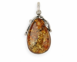 Amber Pendant Dioniz - Silver ornament