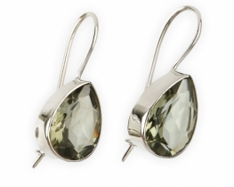 Silver Earrings Green Amethyst AA