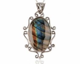 Silver Pendant Labradorite Vintage