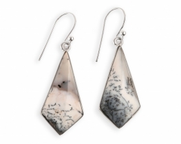 Silver Earrings dendritic Opal Agate