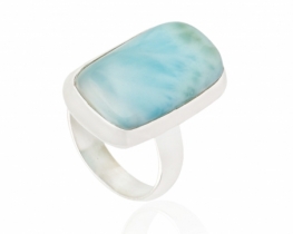 Silver Ring LARIMAR Couchion 12 x 20 mm