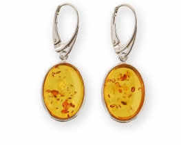 Silver Earrings Baltic Amber 10 x 14 mm