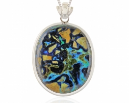 Silver Pendant Azurite Picasso