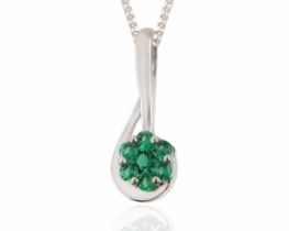 Silver Pendant Flower with Emeralds