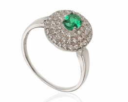 Silver Ring Love Beam Emerald