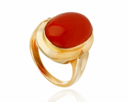 Art Deco Silver Ring Red Coral