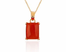 Silver Pendant Mediterranean Coral & White Topaz