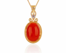 Pendant Mediterranean Coral & White Topaz