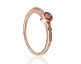 Pink Sapphire Ring & Diamonds - Pink Gold 14 K