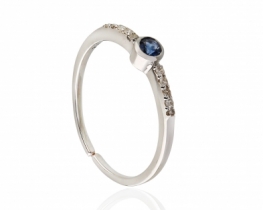Zlat prstan SIGMA - modri safir z diamanti