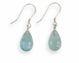 Earrings Aquamarine 8 x 12 mm - Silver & Gold