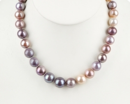 Pearl Necklace Gold PURPLE RAIN 12 - 15 mm