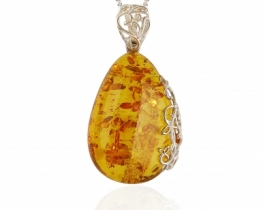 Amber Silver Pendant ARWEN