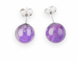 Silver Earrings Amethyst 6 - 8 - 10 mm.