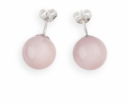 Silver Earrings Rose Quartz 8 & 10 mm