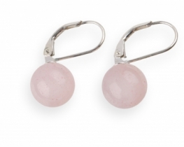 Silver Earrings Rose Quartz Continental 8 & 10 mm