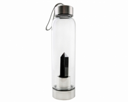 Water Bottle with Crystal Black Obsidian