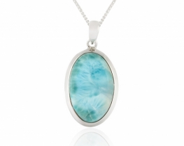 Srebrn obesek Larimar Aqua 