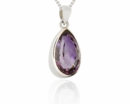 Silver Pendant Amethyst Brazil - Teardrop