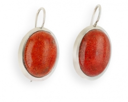 Silver Earrings Coral 18 x 13 mm