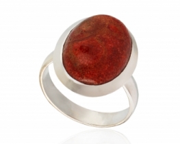 Srebrn prstan SOUL korala 18 x 13 mm