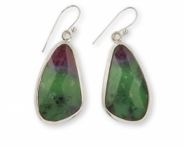 Ruby Zoisite Silver Earrings