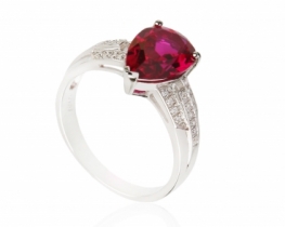 Silver Ring LOVE BEAM Twin Ruby