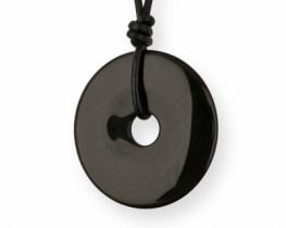 Volcanic Obsidian Donut Pendant 40 mm