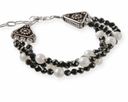 Silver Bracelet White Pearls & Spinels 3R